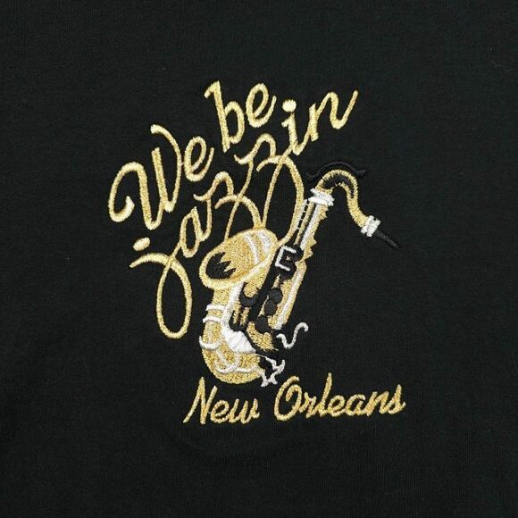 Vintage New Orleans Jazz T Shirt Mens Size Medium Black Y2K Saxophone Music NOLA - Picture 2 of 5